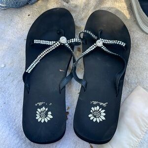 Yellow Box Jeweled  Flip Flops- size 11